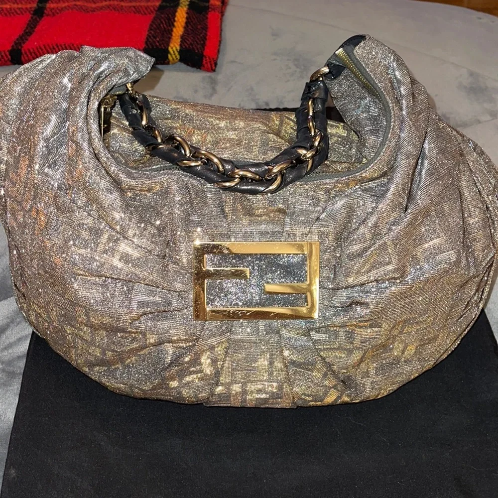 ❌ SOLD❌ FENDI ZUCCA MIA HOBO WITH GLITTER pristine condition *RARE FIND* Gorgeou - Picture 1 of 16